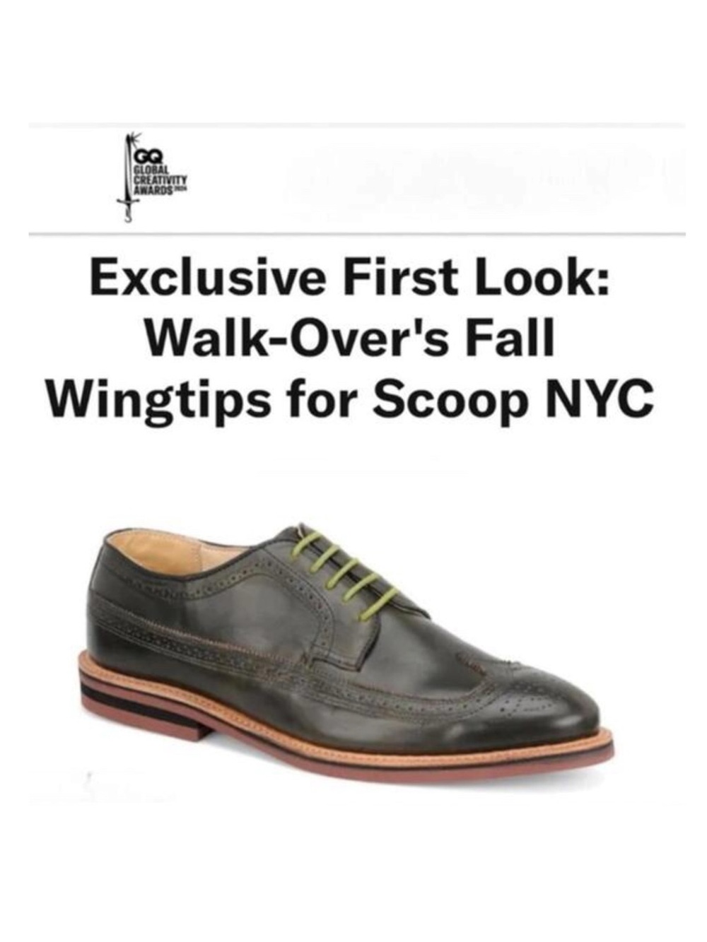 Scoop NYC x Walk Over 𖤐 Oxford Brogues Wingtips 𖤐 Olive Green 𖤐 9.5 𖤐 GQ Mag - Picture 15 of 16